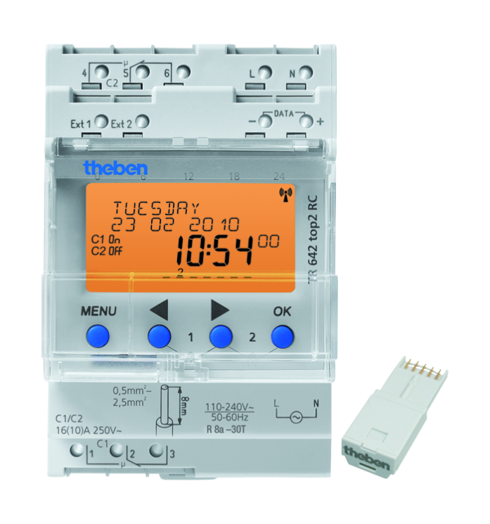 Таймер цифровой годовой астрономический Theben TR 642 top2 RC 24V (6424300)